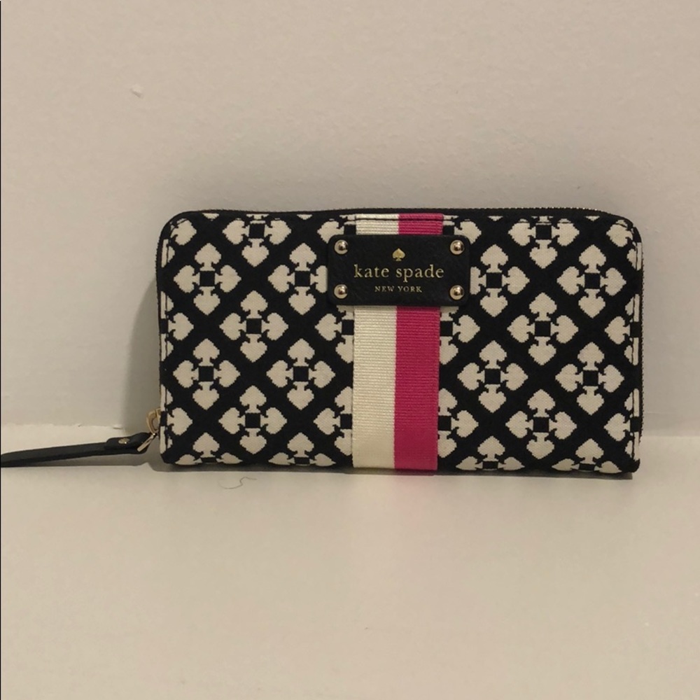 NWT kade spade black, white and pink wallet